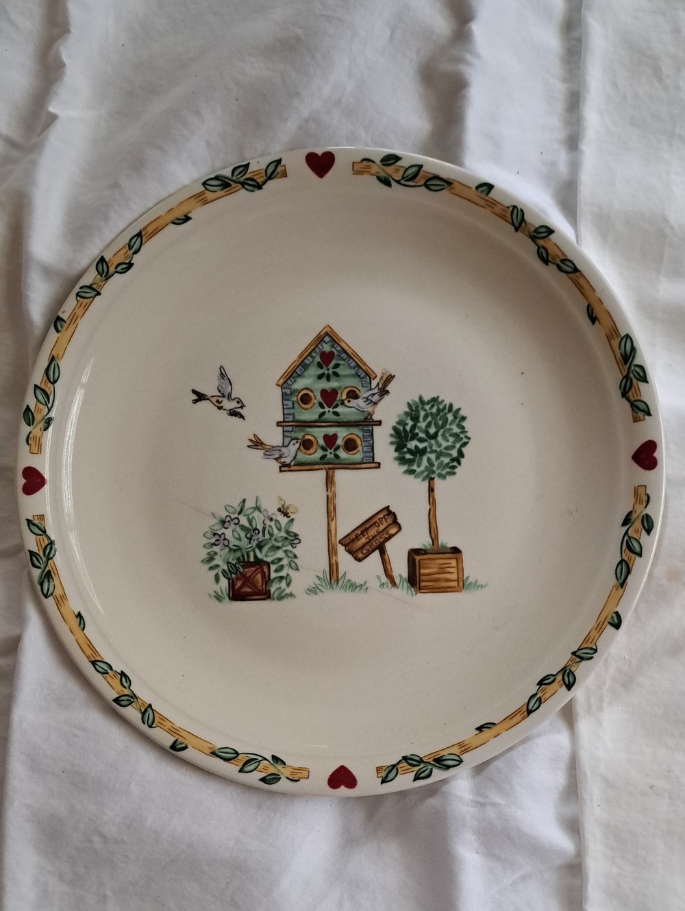 Thompson Pottery White Ceramic Plate with Black Marking